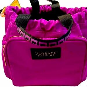 💖 New Versace Parfums electric violet mini tote handbag clutch gold zipper